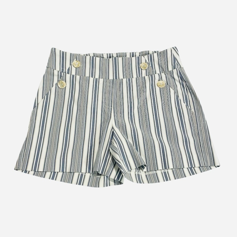 Soho Apparel Striped High-Waisted Shorts with Button Detail Size Large.